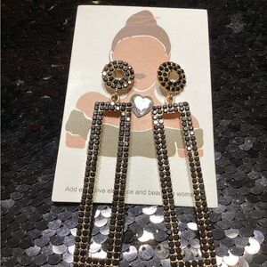 Chic Black and Gold Geometric Earrings